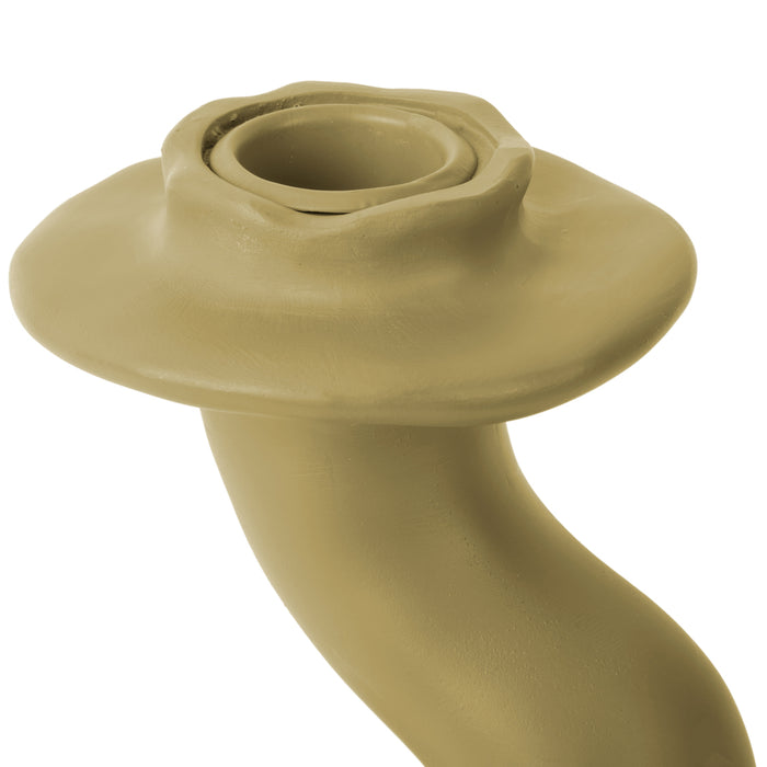 present time - Candleholder Organic Swirl large polyresin latte brown