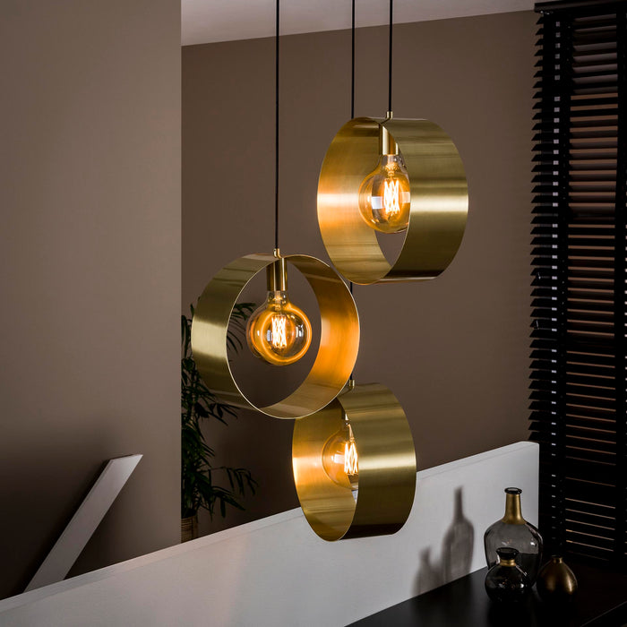 Hoyz - Industriële Hanglamp Vegas met 3 ronde lampen - Goud
