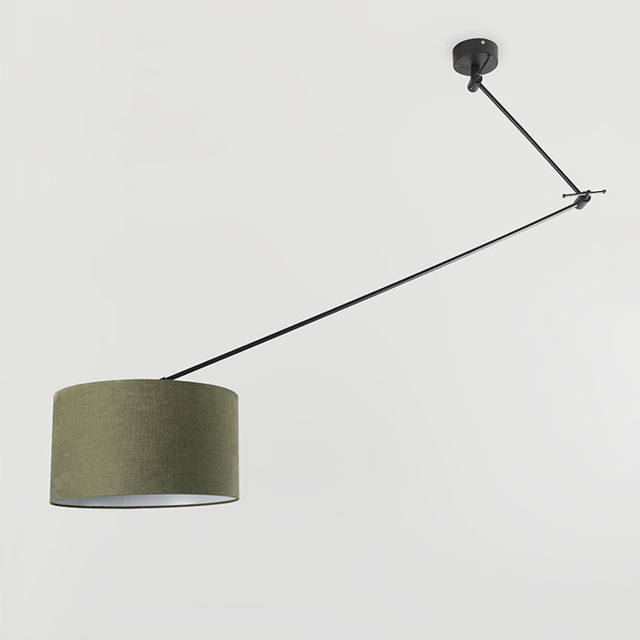 QAZQA Hanglamp zwart met kap 35 cm groen verstelbaar - Blitz
