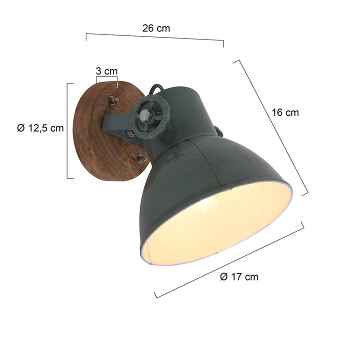 Light & Living Wandlamp Elay - Hout|Groen - 20x18x19cm