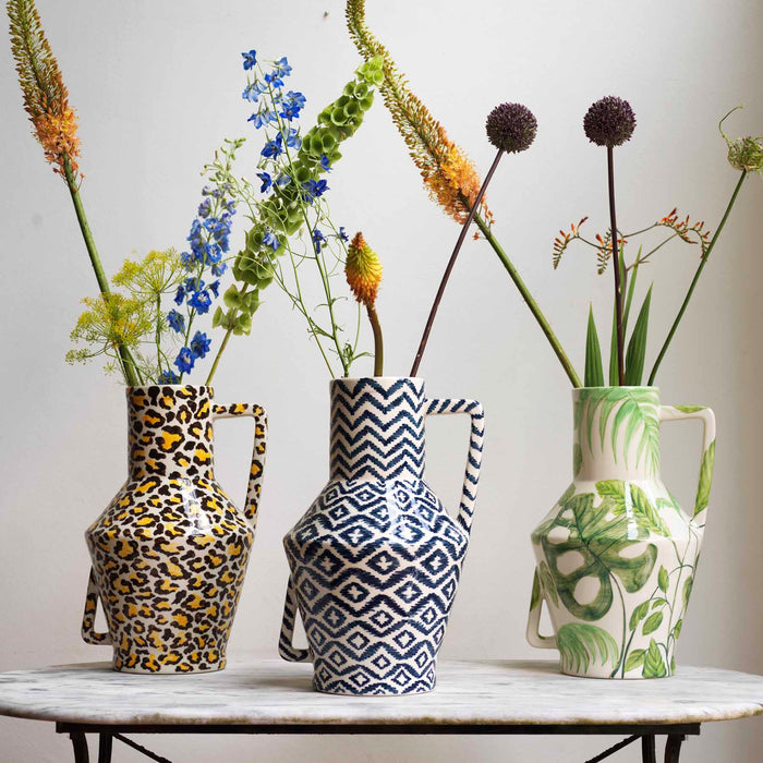 Return to Sender Vaas 45 cm Jungle print handgeschilderd met handvat