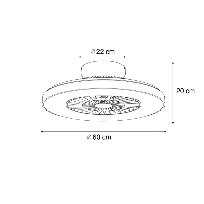 QAZQA Plafondventilator zwart met ster effect 60cm incl. LED dimbaar