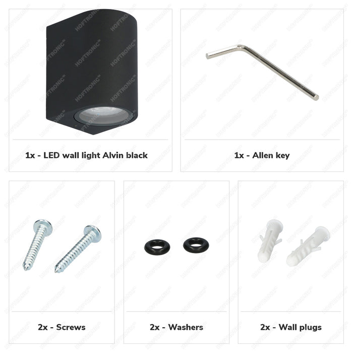 HOFTRONIC Alvin LED Wandlamp Zwart IP65 voor binnen en buiten
