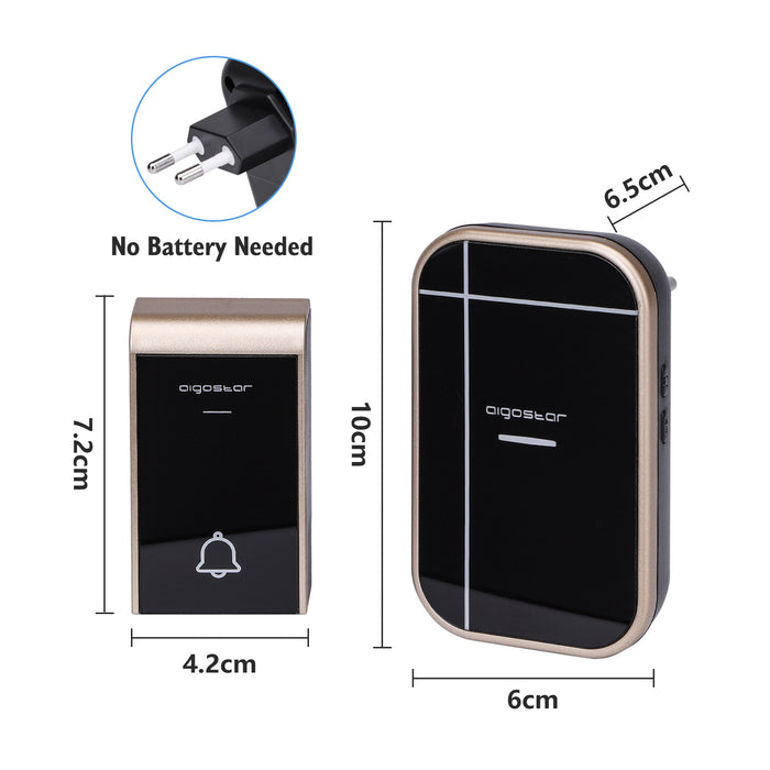 Aigostar Draadloze Deurbel - Met 2 ontvangers - 36 Melodieën