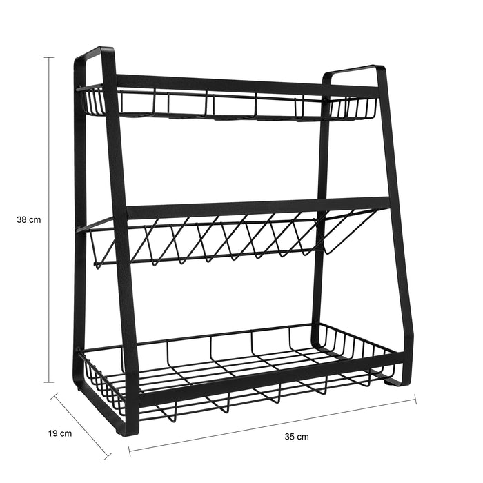 QUVIO Kruidenrek metaal met 3 planken - Zwart