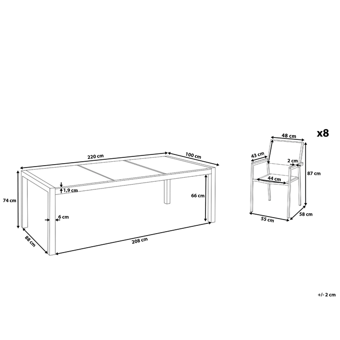 Beliani - GROSSETO - Tuinset voor 8 - Grijs|Beige - Graniet