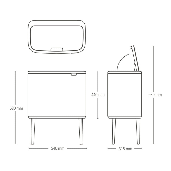 Brabantia Bo Touch Bin Afvalemmer 11 + 23 L - Metallic Gold