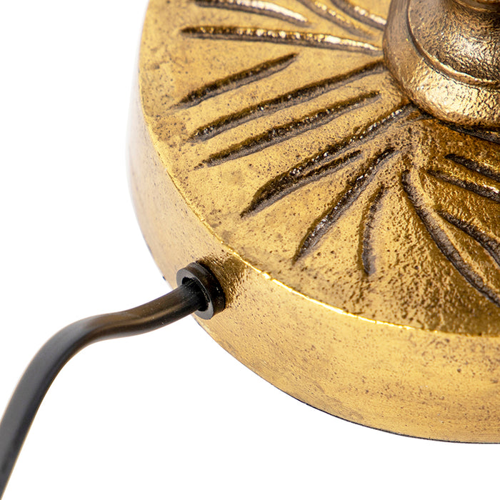 QAZQA Art Deco tafellamp brons met velours rode kap 35 cm - Areka