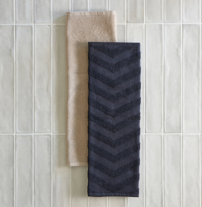 Riviera Maison Theedoek Fallen Stripes Black|Beige - 2 Stuks