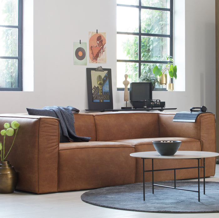 WOOOD Bean 3,5-zitsbank - Eco-leder - Cognac