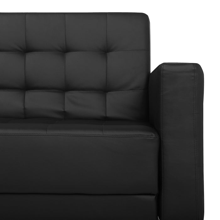 Beliani - ABERDEEN - Slaapbank 3-zits - Zwart - Kunstleer