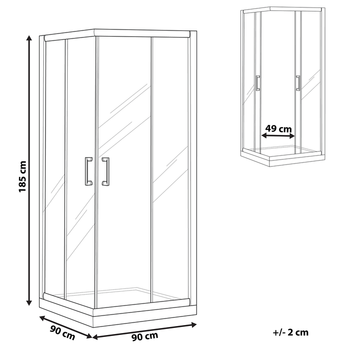 Beliani-TELA-Douchecabine-Zilver-90 x 90 x 185 cm-Veiligheidsglas