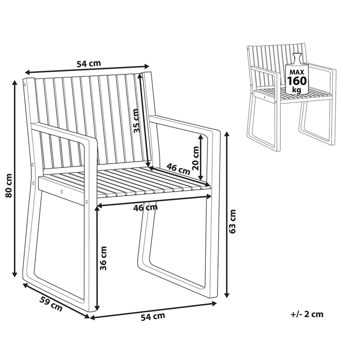 Beliani - SASSARI - Tuinstoel - Lichte houtkleur - Acaciahout