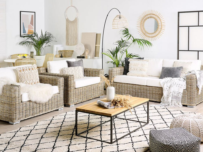 Beliani - ARDEA - Loungeset voor 4 - Natuurlijk - Rotan