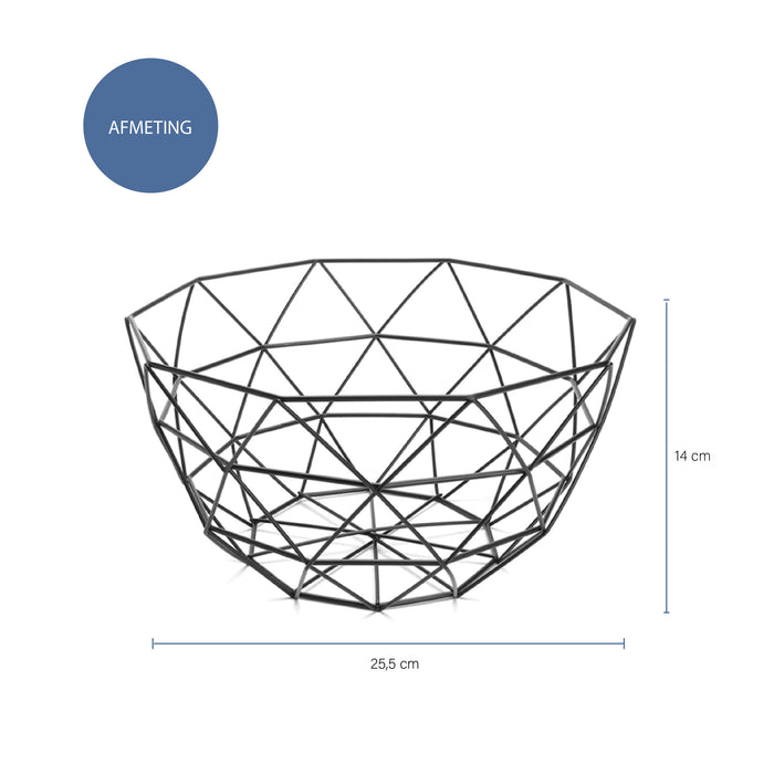QUVIO Fruitschaal metaal diamantvorm - Zwart