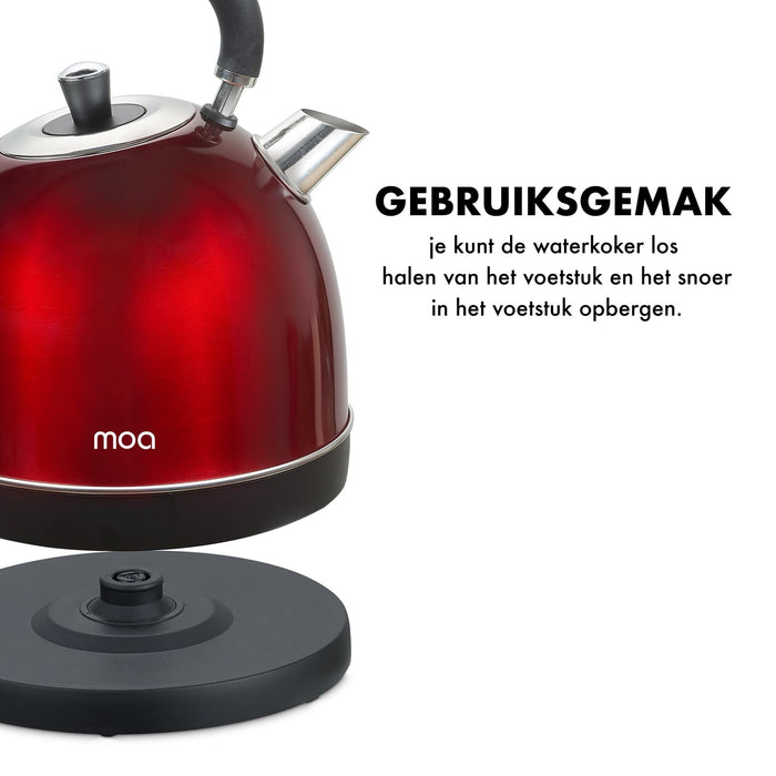 MOA Waterkoker Retro Rood 1.8 liter - Elektrisch - RVS - EK3TR