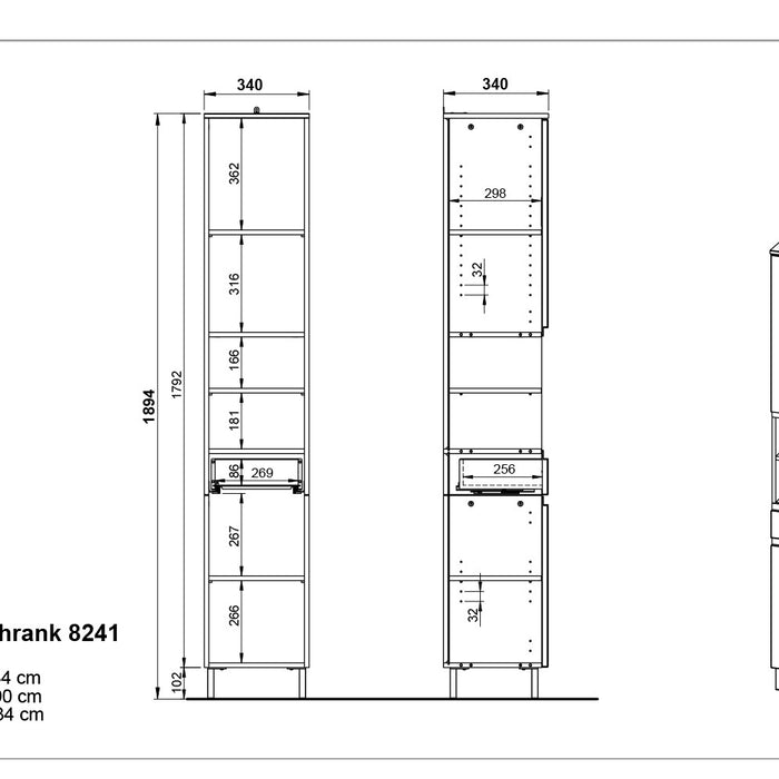 Germania Salinas Badkamerkast Hoog Hoogglans Wit