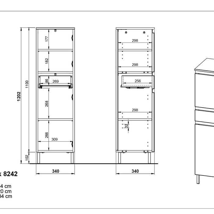 Germania Salinas Badkamerkast Small Grafiet | Eiken