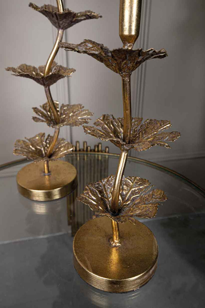 PTMD Xante Ronde Kandelaar - 16 x 13 x 36 cm - Ijzer - Goud