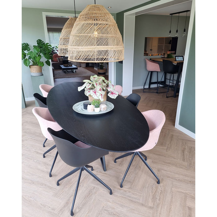 Nolon Nola-Puk draaibare eetkamerstoel zwart - zwart onderstel