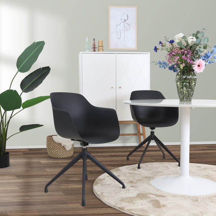 Nolon Nola-Puk draaibare eetkamerstoel zwart - zwart onderstel