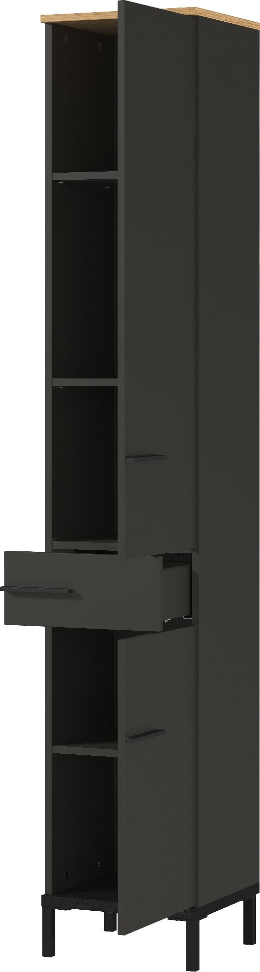 Germania Yonkers Badkamerkast Hoog Grafiet | Eiken