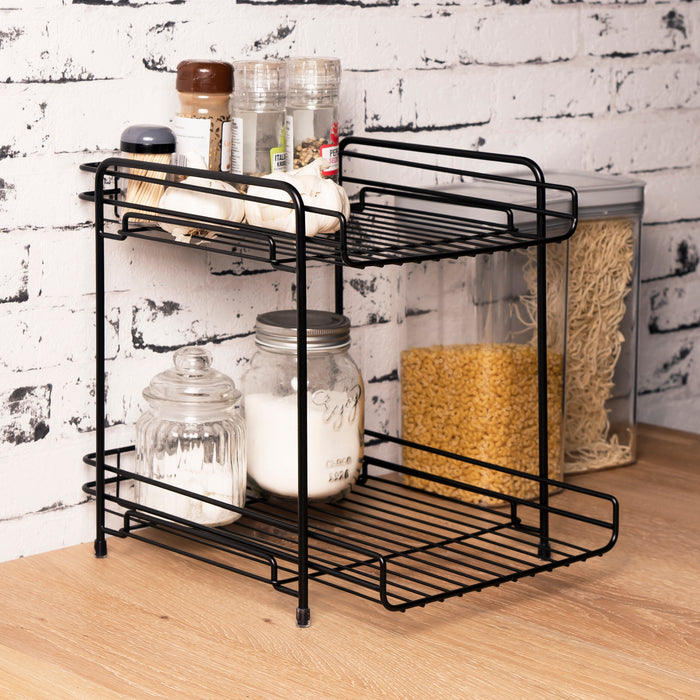 QUVIO Opbergrekje aanrecht metaal - Zwart