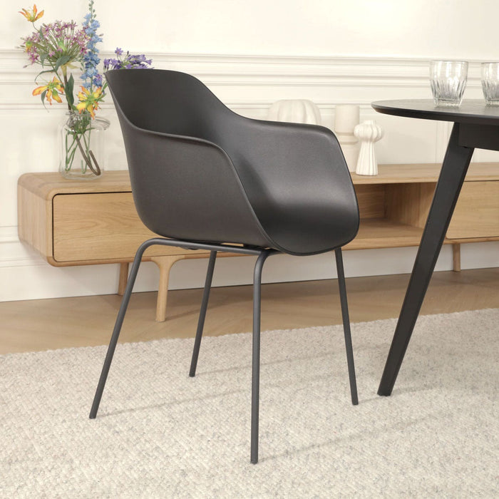 Nolon Nora-Puk Eetkamerstoel Zwart - met Armleuning - Zwart Onderstel