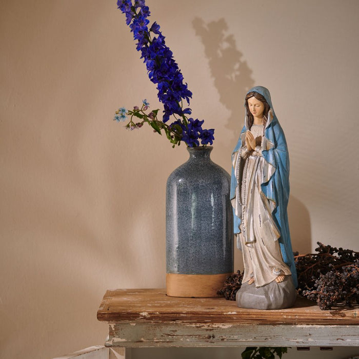 Clayre & Eef Vaas 16x9x36 cm Grijs Keramiek Rond Decoratie vaas