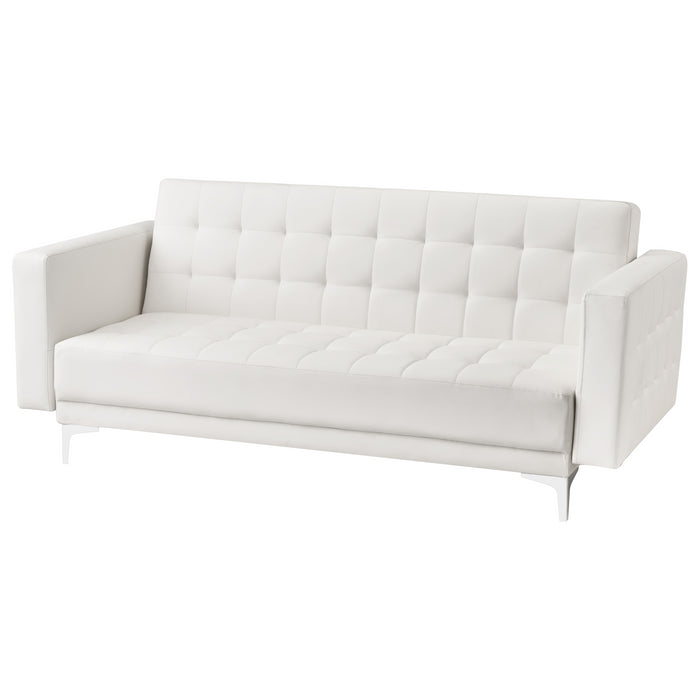 Beliani - ABERDEEN - Slaapbank 3-zits - Wit - Kunstleer