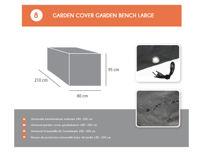 Tuinbank beschermhoes London 180 - 200 cm zwart