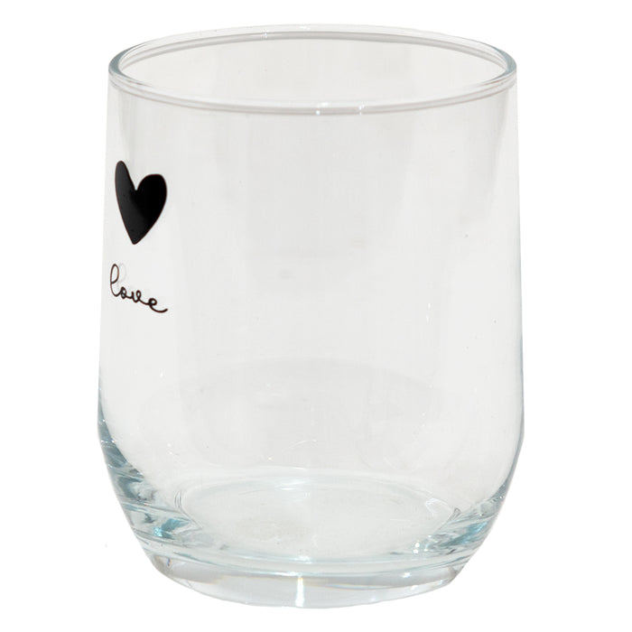 Clayre & Eef Waterglas 300 ml Glas Hart Love Drinkbeker