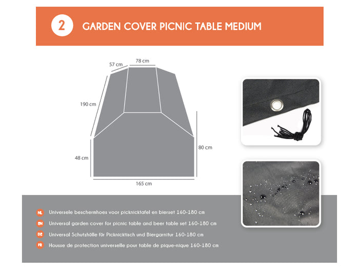 Picknicktafel beschermhoes London 150 cm - 180 cm zwart