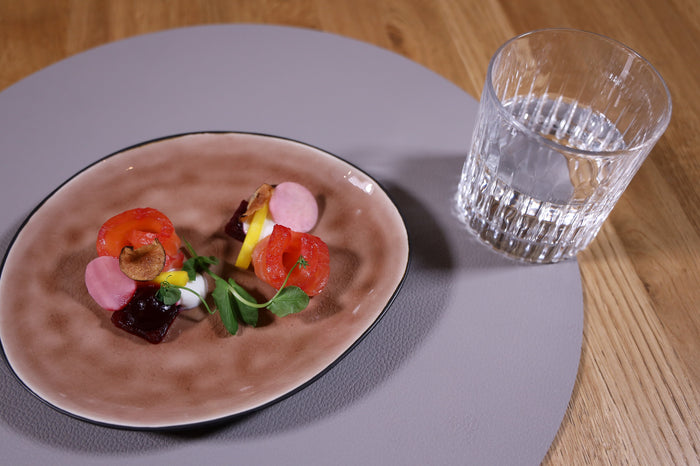 Jay Hill Placemats Rond Leer Lichtgrijs Blauw ø 38 cm - 6 Stuks