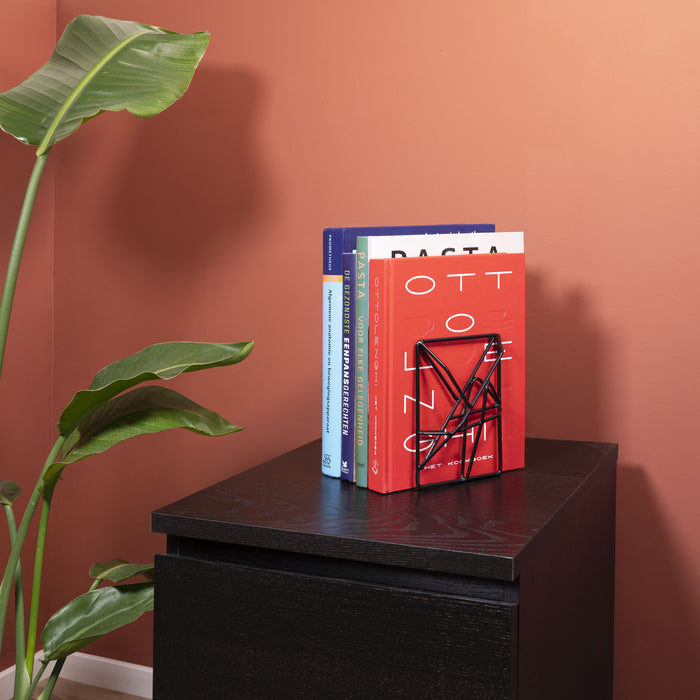 QUVIO Boekenstandaard design metaal 1 paar - Zwart