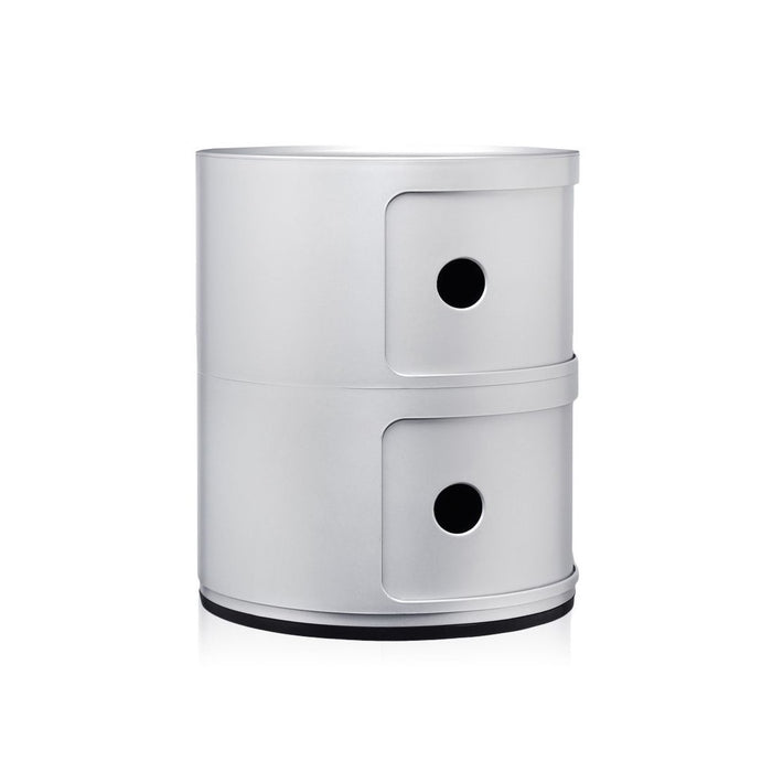 Kartell Componibili Kast Ø 32 cm - 2 Modules - Mat Zilver