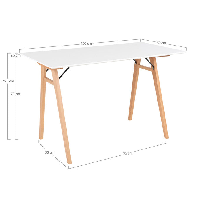 Artichok Rover houten bureau wit - houten onderstel - 120 x 60 cm