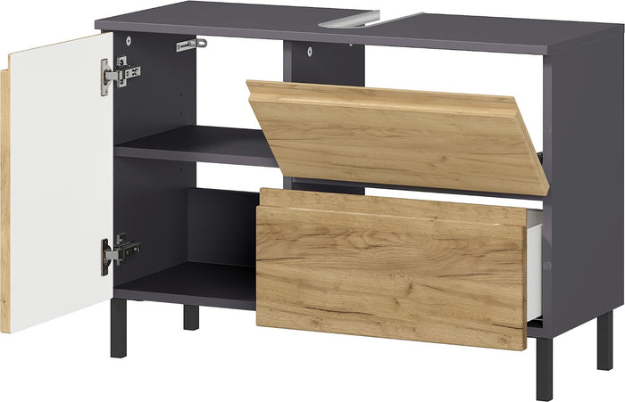 Germania Salinas Wastafelonderkast Grafiet | Eiken 80 cm