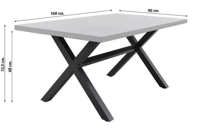 VDG Verona betonlook tuintafel 160 x 90 cm. - Black