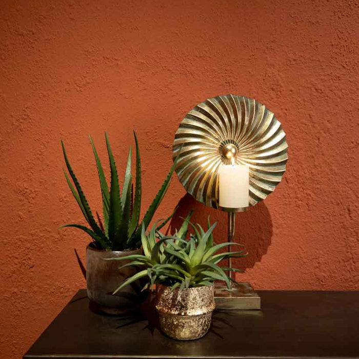 PTMD Xandro Theelichthouder Schelp - 29 x 16,5 x 52 cm - Metaal - Goud