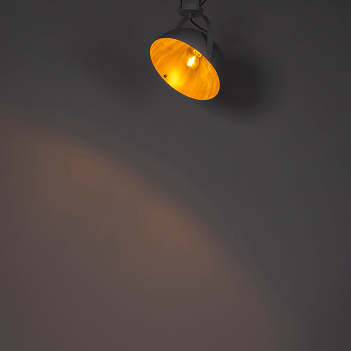 QAZQA Industriële plafondlamp wit met goud kantelbaar - Magna