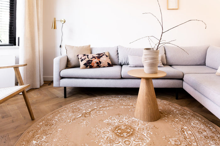 Interieur05 Rond Vintage Vloerkleed Keshan cognac|bruin - 190 cm