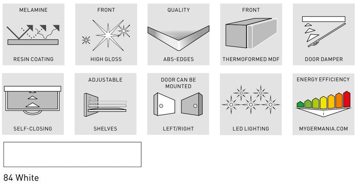 Germania Salinas Wastafelonderkast Hoogglans Wit 80 cm