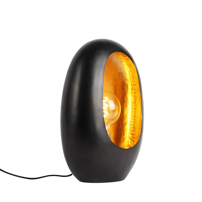 QAZQA Design tafellamp zwart met gouden binnenkant 36 cm - Cova