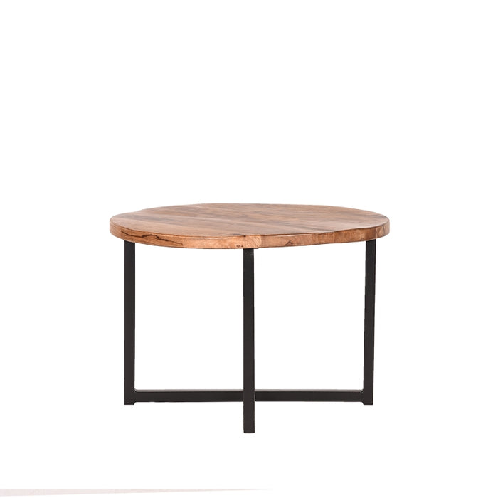 LABEL51 - Bijzettafel Dex - Rough Mangohout - Zwart Metaal