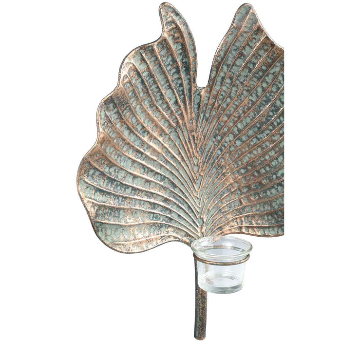 PTMD Malita Wandkandelaar Blad - 29 x 8,5 x 37 cm - Metaal - Koper