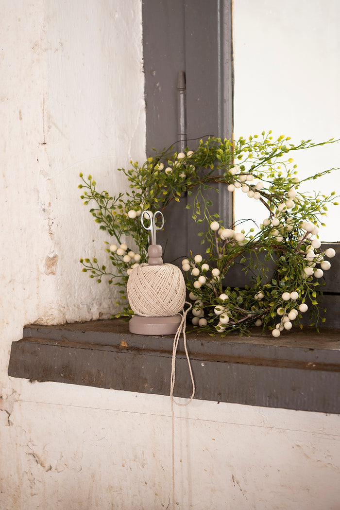 Clayre & Eef Decoratie Krans Ø 40 cm Groen, Wit Hout, Kunststof Rond