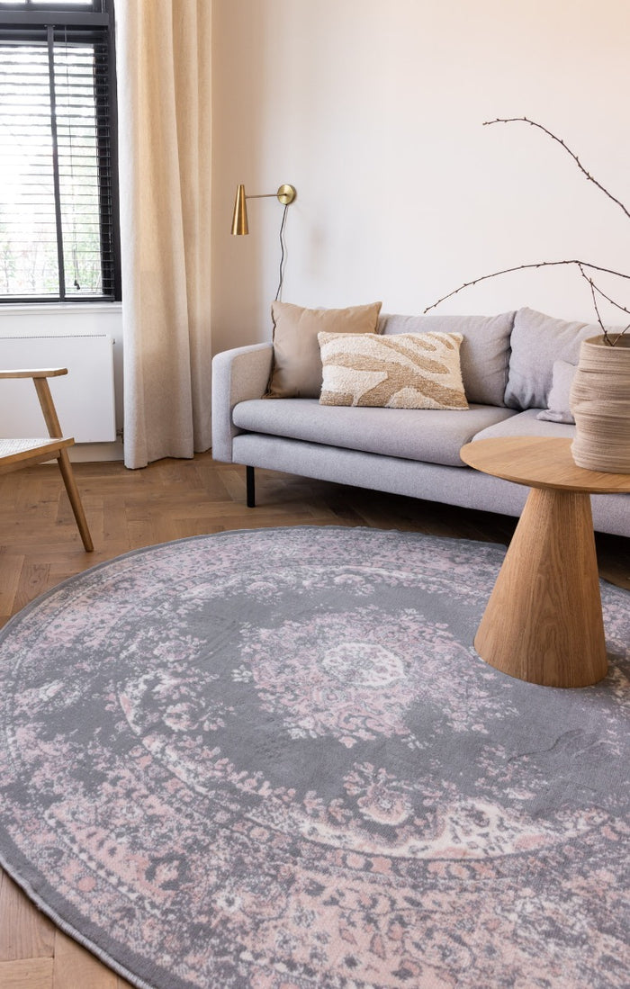 Interieur05 Rond Vintage Vloerkleed Keshan Grijs - 190 cm
