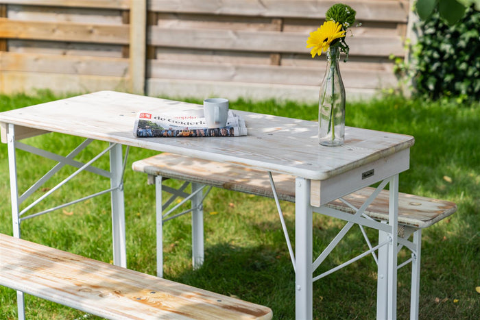 Inklapbare picknickset Berlijn 120 cm whitewash