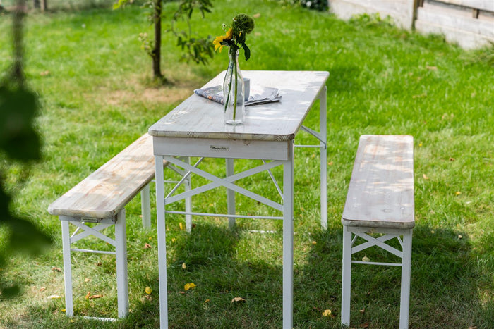 Inklapbare picknickset Berlijn 120 cm whitewash